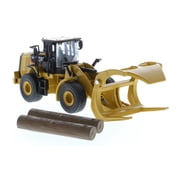 CAT Caterpillar 950M Wheel Loader W/ Bucket & Log Fork W/ Two Log Poles Play & Collect! 1/64 Diecast Model by Diecast Masters