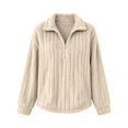 thumbnail image 4 of XAOFW Half Zip Sweatshirts For Women Long Sleeved Turndown Collar Loose Fitting Casual Warm Pullover Sweatshirts Stylish Tops XXL, 4 of 4