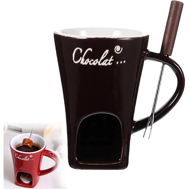 Taza de fondue de chocolate, taza de chocolate, juego de 2 tazas de fondue de chocolate, tazas de fondue, taza de fondue, taza para derretir chocolate, tazas de fondue, taza de chocolate para