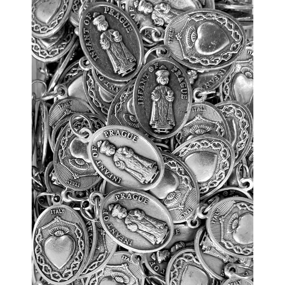 Pack of 12 Saints Medals in oxidized silver made in Italy 1" x 0.7"