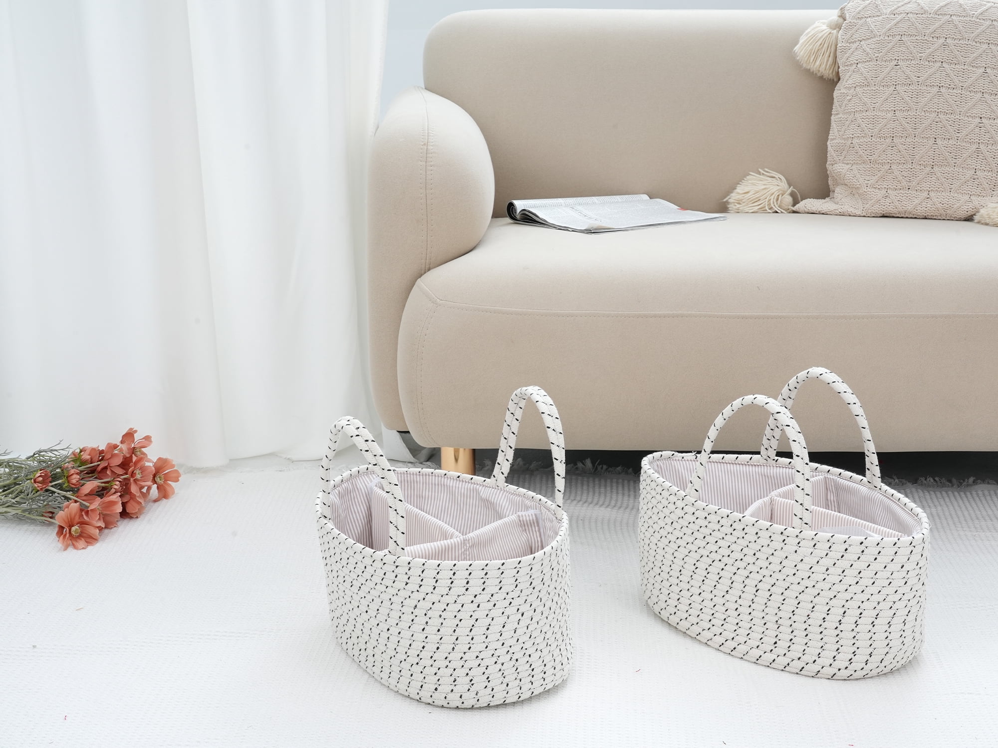 Unique Bargains 1 Pack Woven Storage Basket Shelf Closet Storage Bin for Clothes White S