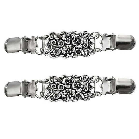 2X Retro Cardigan Clip Sweater Clip Women Filigree Cinch for Back of Dresses Shawl Clip
