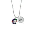thumbnail image 2 of Delight Jewelry Silvertone Mardi Gras Jester Silvertone Script Initial Disc - P - Charm Necklace, 20"+3", 2 of 4