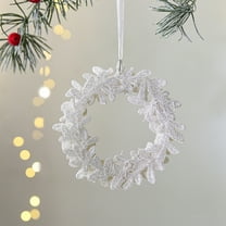 Luoshdecor White Christmas Hanging Ornaments，Plastic Glitter Bell Pine Snowflakes Wreath Christmas Trees Ornaments for New Year Party Winter Wedding Decor