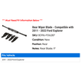 thumbnail image 2 of Rear Wiper Blade - Compatible with 2011 - 2023 Ford Explorer 2012 2013 2014 2015 2016 2017 2018 2019 2020 2021 2022, 2 of 2