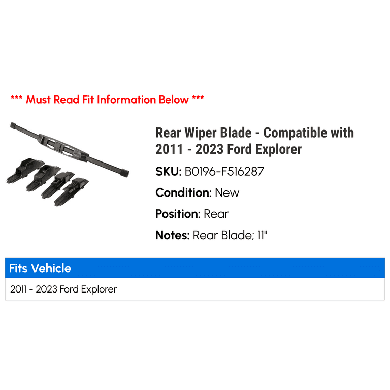 East Forest 3-Piece Wiper Blade Set For Ford Explorer 2011-2023 – 26" & 22" Front, 11" Rear