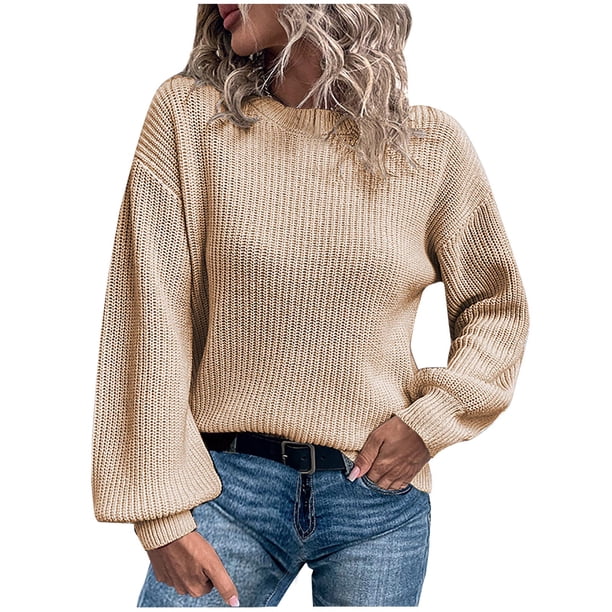 Suéteres para mujer Suéteres de otoño Cuello redondo Moda Color sólido Manga larga Pullove Casual Tops Odeerbi ODB-5