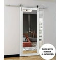 thumbnail image 3 of Sturdy Barn Door | Lucia 1299 White Silk | 6.6FT Rail Hangers Heavy Hardware Set | Modern Solid Panel Interior Doors-36" x 96"-Mirror-Silver Rail, 3 of 6
