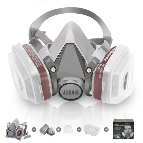 6200 half face Respirator Mask with Filters 6001cn, Half Face Respirator Face Cover for Painting, Dust, Resin, Welding, Organic Vapor, Woodworking, Sanding, Chemical-Silver