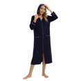 thumbnail image 3 of Baywell Womens Hooded Zipper Bathrobe Zip Up House Coat Long Sleeve Housecoats Full Length House Dress Loungewear Long Nightgown with Pockets MZ-Navy Blue, 3 of 7