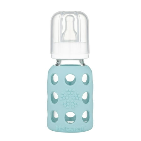 Lifefactory 4 oz Glass Baby Bottle with Protective Silicone Sleeve -