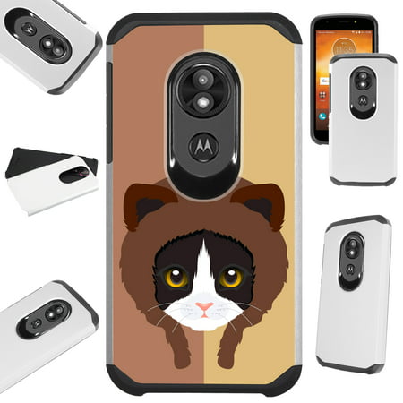 For Motorola Moto G6 Play | Moto G6 Forge Case Hybrid TPU Fusion Phone Cover (Hat Cat Black)