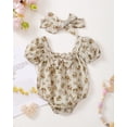 thumbnail image 2 of Infant Baby Floral Romper Summer Clothes Girl Short Sleeve Rompers Baby Girl Clothes 0-3 Months Apricot, 2 of 6
