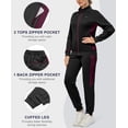 thumbnail image 5 of Women's 2Pc Full Zip Tracksuit, 4 Way Stretch Breathable Jogger with Zipper Pockets for Gym Running Black M, 5 of 8
