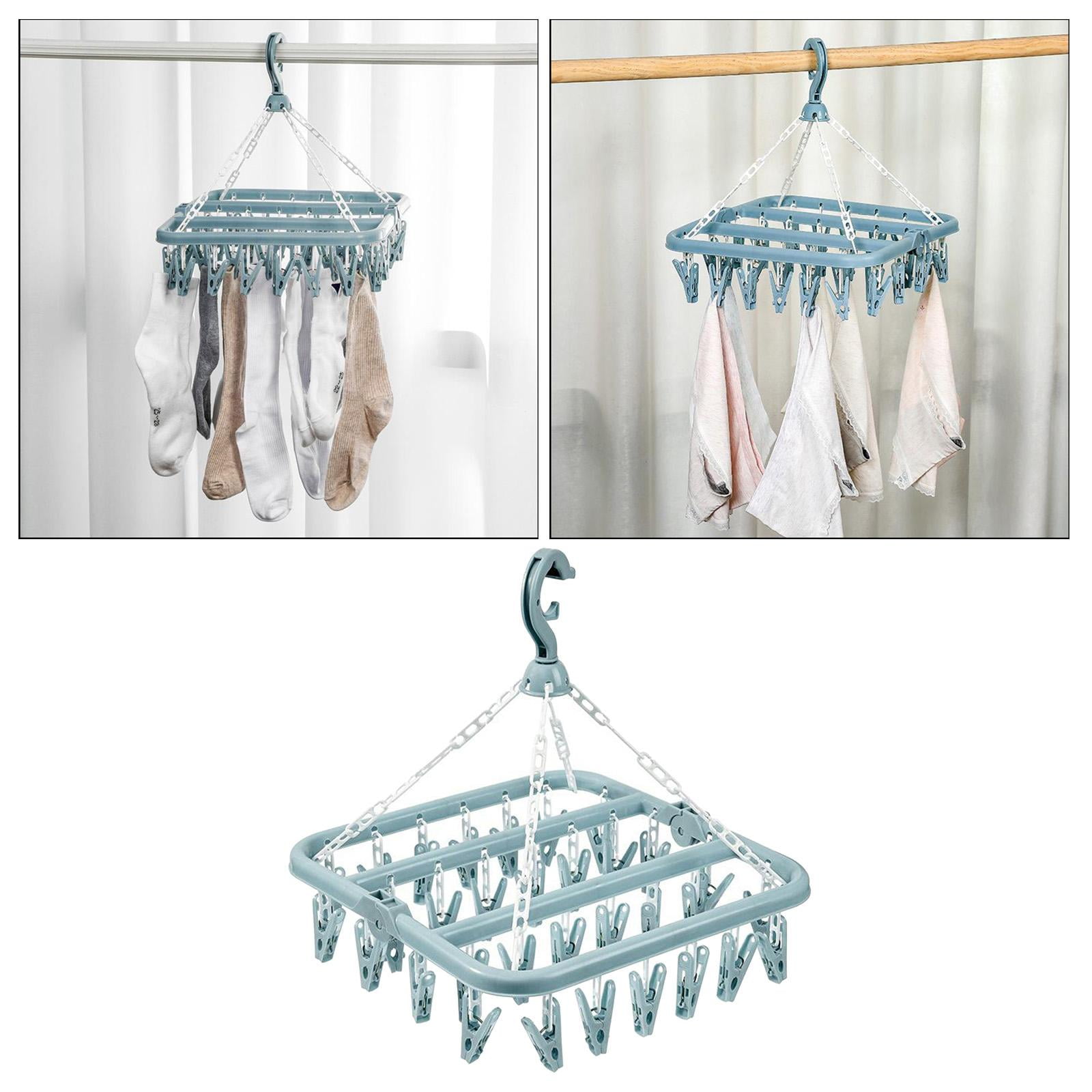 veasfak 2 Piece 32 Pin Indoor Folding Clip Hangers Hanger Washing Line Clothesline Walmart