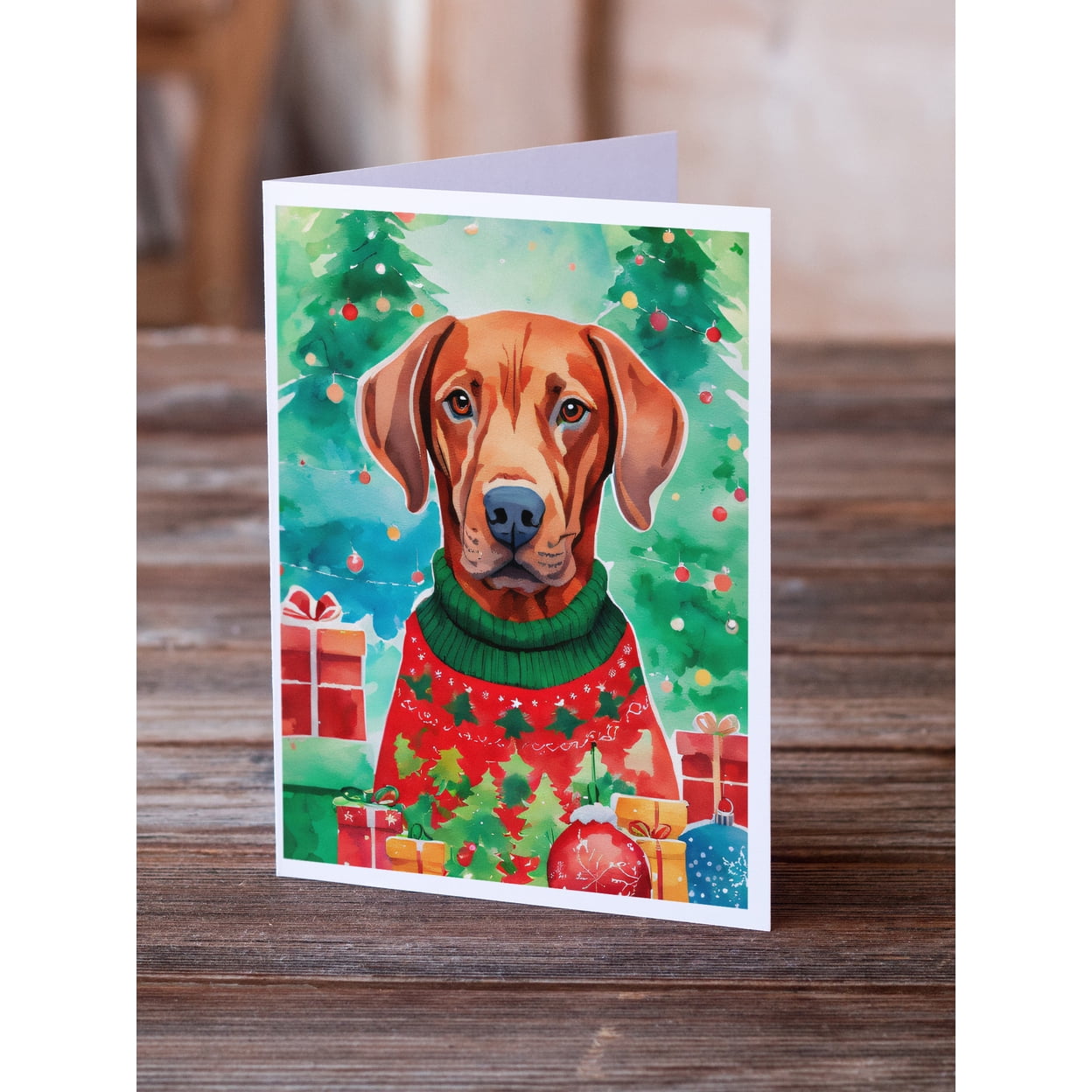 Vizsla Christmas Greeting Cards Pack of 8 7 in x 5 in