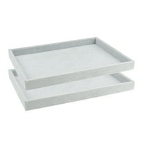 Unique Bargains 2 Pieces Velvet Jewelry Boxes Organizer Trays with Removable Dividers Gray Flat Tray