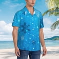 thumbnail image 3 of Honeii Winter With Snowflakes Print Men’s Hawaiian Shirt,Classic Button-Down Short Sleeve Shirt, for Beach, Vacation, and Outdoor Activities,Large, 3 of 7
