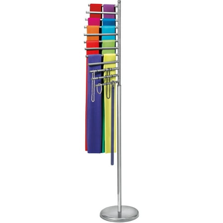 Pivoting Wall Mount Rack - Lynk Floor Standing Pivoting Scarf, Belt, Jewelry Holder - Accessory Organizer Rack - Platinum