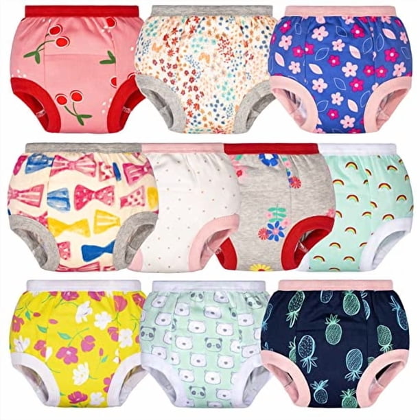 BIG ELEPHANT Pantalones de Entrenamiento para Niñas Pequeñas, Ropa Interior de Entrenamiento para Niñas Pequeñas, Paquete de 10, 3T