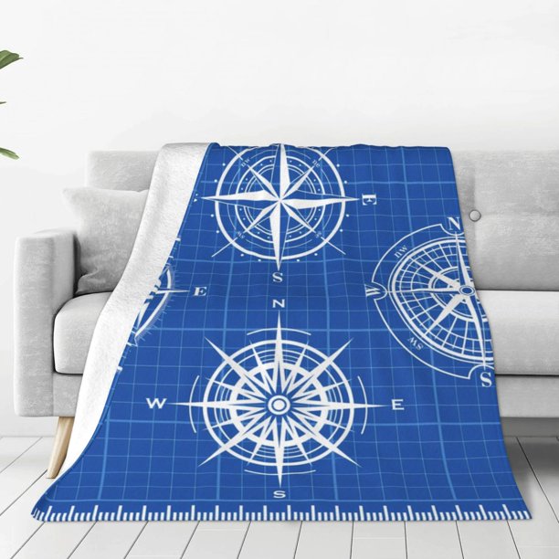 Balery Compass Manta de Felpa Suave y Acogedora – Cobija de Franela Aterciopelada para Cama, Lavable y Cálida para Sofá, Mascotas, Transpirable-40"x30"