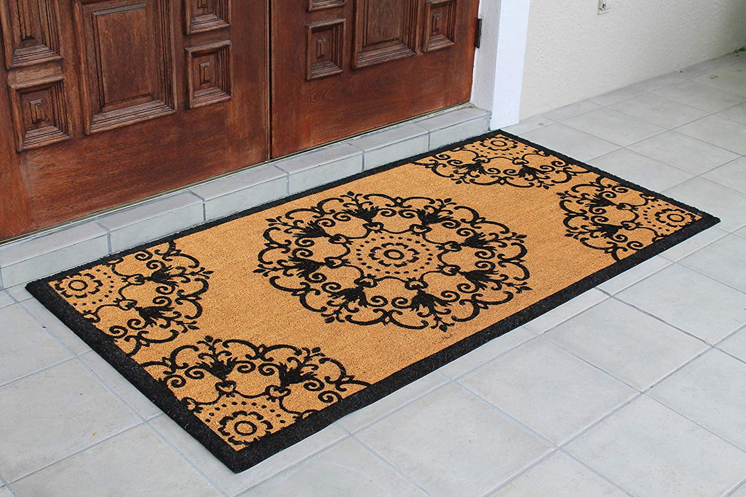 A1HC First Impression Handcrafted Coir Doormat for Outdoor Double Door Entrance, Heavy-Duty Large Front Door Mat, Long-Lasting - 36" x 72"