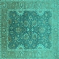 thumbnail image 1 of Ahgly Company Machine Washable Indoor Square Oriental Turquoise Blue Industrial Area Rugs, 4' Square, 1 of 4
