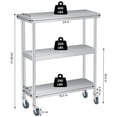 thumbnail image 3 of Chariot Utilitaire en Acier Inoxydable pour Meubles de Patio - 14x24x34 Po à 3 Niveaux avec Roues Verrouillables - Table de Préparation Robuste - Résistant à la Rouille pour Cuisine, Restaurant (1 Pce), 3 of 6