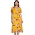 thumbnail image 2 of DKNY Women's FlutterSleeve TieWaist V Neck Dress Yellow Size 16, 2 of 3