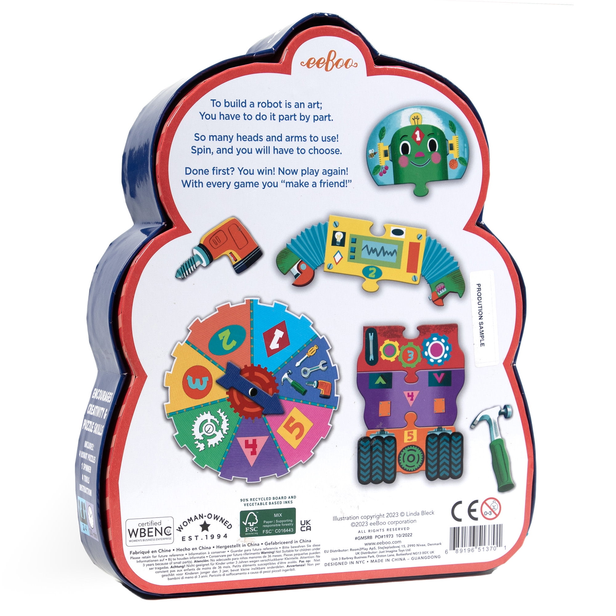 eeBoo Build a Robot Spinner Game, combines simple numbers with fun, 3 Years and Up.
