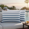 thumbnail image 5 of Outdoor Pillow Covers Blue Stripe White Gradient Geometric Waterproof Pillow Cases 20x12 Set of 2, Ocean Coastal Style Throw Pillow Cover Pillowcase for Patio Balcony Couch Garden, 5 of 9