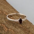 thumbnail image 4 of 6x3mm Marquise Shape Garnet Gemstone 925 Sterling Silver Solitaire Side Accents Women Gift Ring, 4 of 7