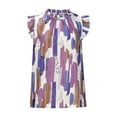 thumbnail image 4 of Ensembles pour Femmes Été Femmes à la Mode Col Rond Imprimé Couleur Casual Tee-Tops Violet L, 4 of 8