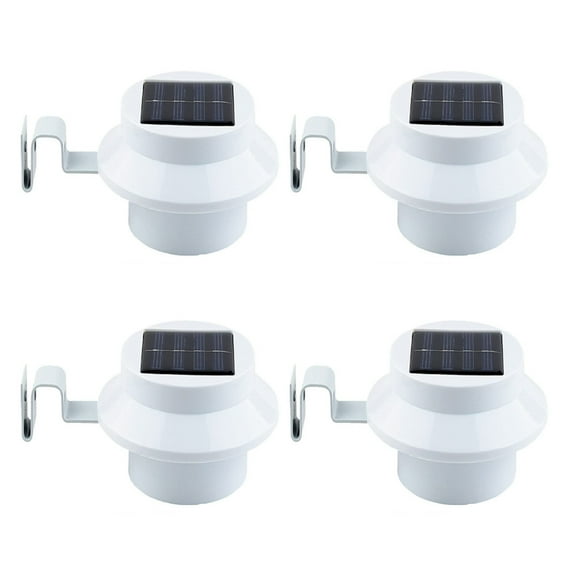4 Pack Solar Gutter LED Lights-White/Black Solar Night Lights Wall Lights Fence Lights Eaves Lights