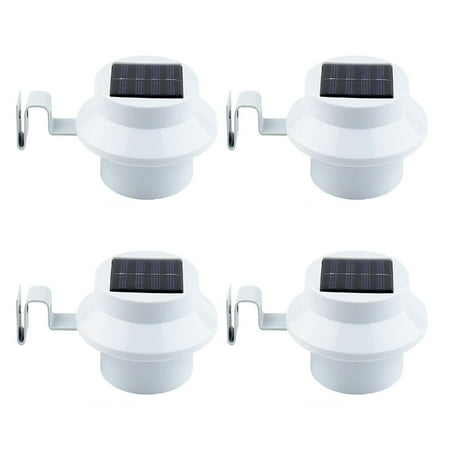 

4 Pack Solar Gutter LED Lights-White/Black Solar Night Lights Wall Lights Fence Lights Eaves Lights