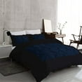 thumbnail image 2 of DNG Creations 5 Piece Two Tone Pinch Pleated Duvet Cover With Zipper Closure & Corner Ties 100% Egyptian Cotton ( Solid Black/ Navy Blue - Oversized Queen ), 2 of 4