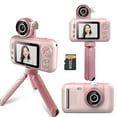 thumbnail image 1 of 1080P Kids Digital Camera Mini Video Camera for Kids 40MP 2.4 Inch IPS Screen 180° Rotatable Lens Built-in Battery Cute Photo Frames Fun Games with Neck Strap Mini Desktop 32GB Memory Card Tripod, 1 of 9