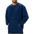 thumbnail image 3 of YOIAVAIOY Mens Lightweight Pullover Acid Washed Vintage Long Sleeve Sweatshirt Basic Athletic Oversized Sweatshirts with Pockets Blue M, 3 of 10