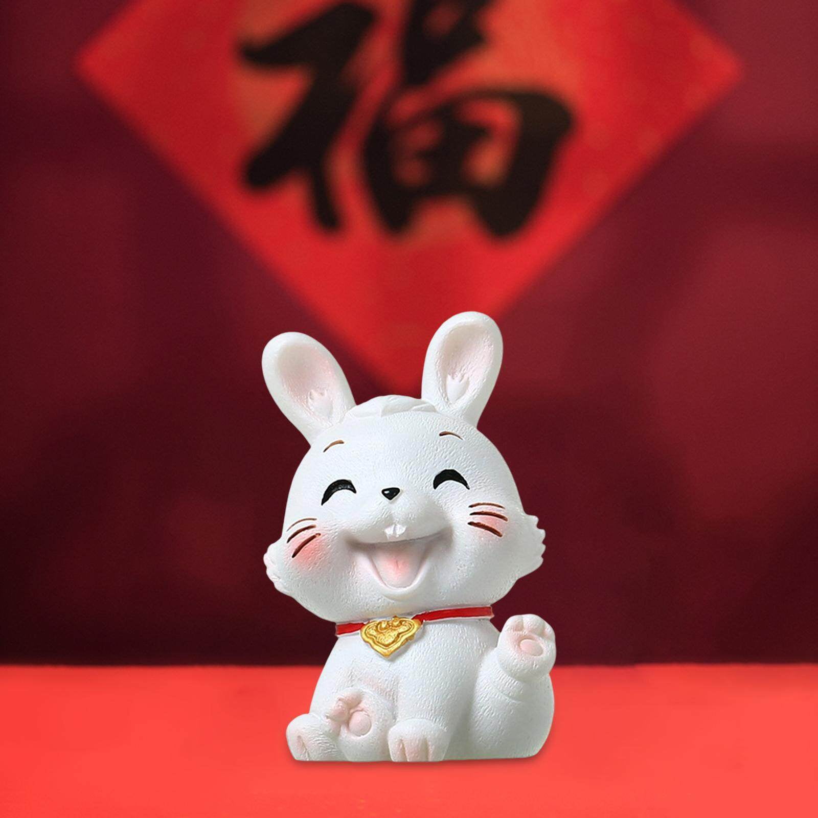 Chinese Rabbit Statue Bunny Figurine Craft for Holiday Store Photo Props Decoration Lift the Feet Walmart