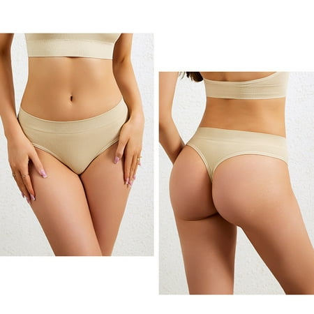 5 Pcs Womens Thongs Wave No Show Panties Panties High Waisted No Show Panties Underpants High Waist Cotton Panties Brief Underwear Base Low Rise Thong with Lace Panty Plus Size Soft Undies Clearance