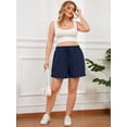 thumbnail image 2 of SHOWMALL Plus Size Workout Shorts for Women, Casual Lounge Shorts, Navy Blue 3X Soft Cotton Athletic Shorts with Pockets, 2 of 9