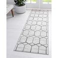 thumbnail image 2 of Unique Loom Matrix Trellis Collection Area Rug - Tile (2' 7" x 16' 5" Runner, White/ Gray), 2 of 4