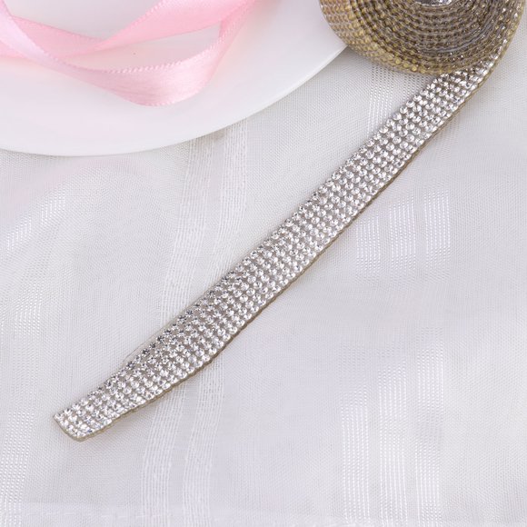 SHOWERORO rhinestone mesh trim Silver Decorative 1Set for Bags