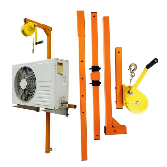 Air Conditioner Lifting Crane with Two-Way Self-Locking Winch, Orange Air Conditioner Lifting Tool with 500 LBS Frame Load Capacity, Crane Bracket, Ideal for Installation of Outdoor Air Conditioner