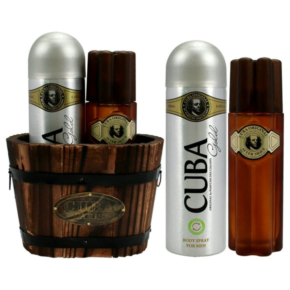 Cuba Gold de Cuba para hombres - Set de regalo de 2 piezas, 3.4 oz para después del afeitado, spray corporal de 6.7 oz