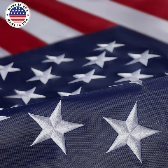 US TOPFLAGS U.S 3' x 5' American Flag Outdoor High Wind - All Weather American Flag Embroidered Stars Heavy Duty Banner, Nylon Sewn Stripes Indoor With Brass Grommets