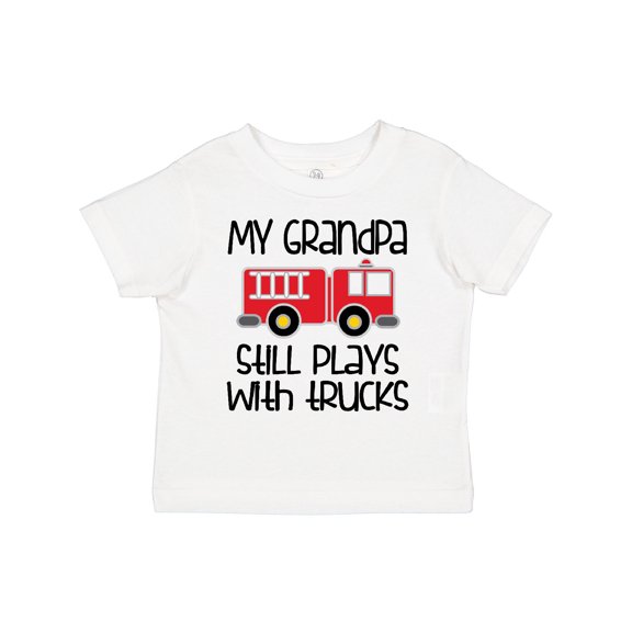 Inktastic Firefighter Grandpa Plays with Trucks Boys or Girls Toddler T-Shirt