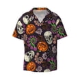 thumbnail image 5 of Daiia Halloween With Skull Men's Linen Shirts Short Sleeve Casual Shirts Button Down Shirt for Men Beach Summer Wedding Shirt-3X-Large, 5 of 6