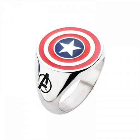 Men's Stainless Steel Captain America Shield Logo Ring