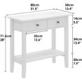 thumbnail image 4 of Soges Table Console 31,5 Pouces avec 2 Tiroirs Table d'Entrée avec Étagère de Rangement, Table d'Appoint à 2 Niveaux pour Salon, Couloir, Blanc, 4 of 6